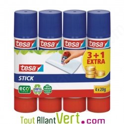 Lot de 4 b�tons de colle � papier �cologique, 4x20g, Eco-logo