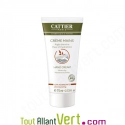 Cr�me mains bio ultra nourrissante � l\'argile blanche, Cattier, 75ml