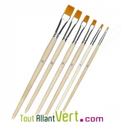 Pinceau n�2 plat, poil nylon orange et bois non trait� 