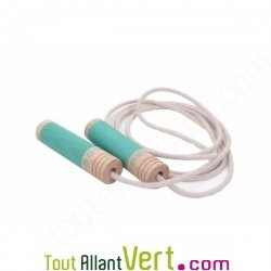 Corde � sauter bleu turquoise en bois