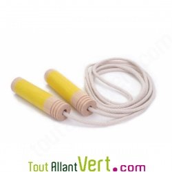 Corde � sauter en bois �cologique naturel, pochon bio
