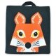 Sac � dos enfant en coton bio Renard orange et ardoise, 23 x 27 x 7,5 cm