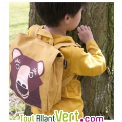 Sac � dos enfant en coton bio Ours brun, 23 x 27 x 7,5 cm