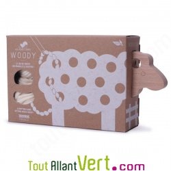Woody le mouton en bois, jeu de tricot �cru, 4 ans +