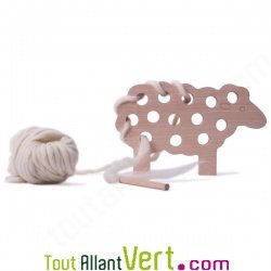 Woody le mouton en bois, jeu de tricot �cru, 4 ans +