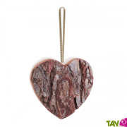 Suspension en forme de coeur en corce de bois