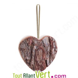 Suspension en forme de coeur en �corce de bois