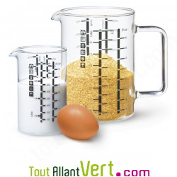 Set de 2 pichets mesureurs en verre 1 litre et 500 ml Simax