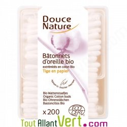 Btonnets d\'oreilles coton tige en coton bio, boite de 200