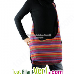 Sac Bandouli�re � rayures color�es en coton Bio Emil