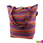 Sac cabas � anses en toile � rayures color�es en coton Bio