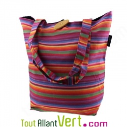 Sac cabas � anses en toile � rayures color�es en coton Bio