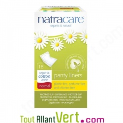 Prot�ge slip normal naturel et coton biologique, emballage individuel, boite de 16