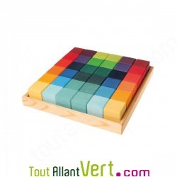 Boite de cubes en bois arc-en-ciel, 36 pi�ces, 3 +