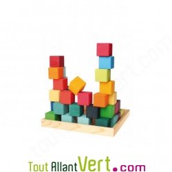 Boite de cubes en bois arc-en-ciel, 36 pi�ces, 3 +