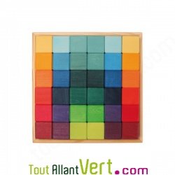 Boite de cubes en bois arc-en-ciel, 36 pi�ces, 3 +