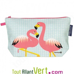 Grande trousse en coton bio Flamant rose 22 x 13 cm