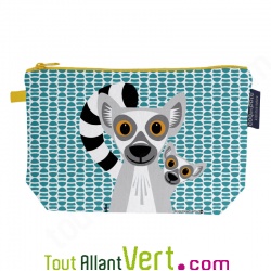 Grande trousse en coton bio L�murien 22 x 13 cm