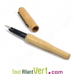 Stylo plume corps bois  rechargeable + cartouche