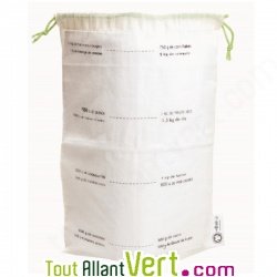 5 Sacs gradu�s en coton bio pour transporter et conserver les aliments, 20x30cm