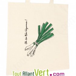 Tote bags, sac en coton bio illustr� de poireaux oh les bios l�gumes!, Ah table!