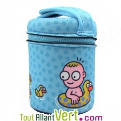 Lunch-box inox isotherme 2 compartiments et housse petits canards, 1 litre