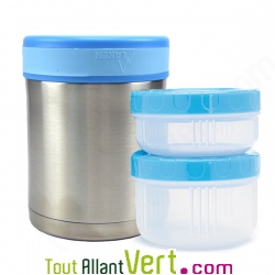 Lunch-box inox isotherme 2 compartiments et housse petits canards, 1 litre