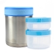 Lunch-box inox isotherme 2 compartiments et housse petits canards, 1 litre