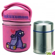 Lunch Box isotherme inox avec housse Rose Phoques, 0,5L