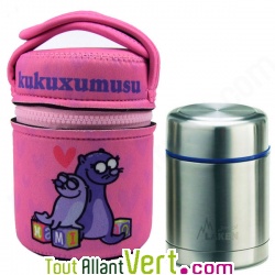 Lunch Box isotherme inox avec housse Rose Phoques, 0,5L