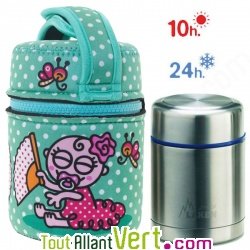 Lunch Box isotherme inox avec housse turquoise avec b�b� flamenco, 0,5L