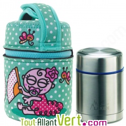 Lunch Box isotherme inox avec housse turquoise avec b�b� flamenco, 0,5L