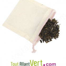 Sachet de th� r�utilisable en coton bio, lot de 5