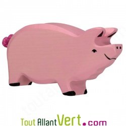 Truie rose en bois 7x14 cm