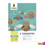 6 chouettes en carton  fabriquer + 228 stickers, 4-11 ans