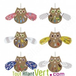 6 chouettes en carton � fabriquer + 228 stickers, 4-11 ans