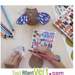 6 chouettes en carton � fabriquer + 228 stickers, 4-11 ans