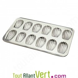 Moule 12 madeleines en fer blanc, 39.5cm x 20cm