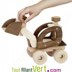 V�hicule Pelle Chargeur en bois naturel, 30cm, 3 ans+