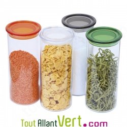 Bocal verre 1.4L conservation alimentaire, couvercle orange