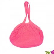 Sac filet  provisions avec longues anses, coton bio, Framboise