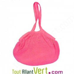Sac filet � provisions avec longues anses, coton bio, Framboise