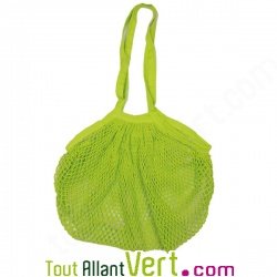Sac filet � provisions avec longues anses, coton bio, vert