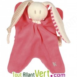 Doudou aux grandes oreilles en coton bio Corail, grand mod�le 21 cm