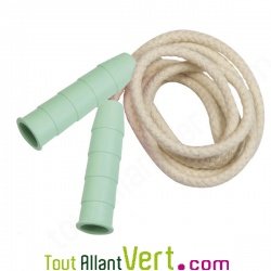 Corde � sauter �cologique enfant en bioplastique, poign�es vert d\'eau