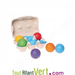 6 Balles en bois de couleurs Grimms