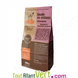 Soude en cristaux 500g: multi-usages cologique puissant