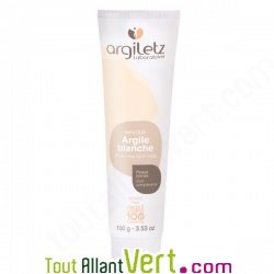 Masque Argile blanche pour le visage, peaux ternes, 100g, Argiletz