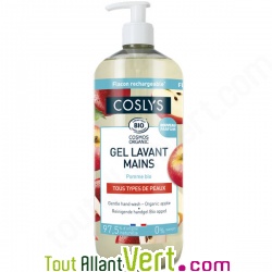 Gel lavant mains bio parfum pomme, sans savon, 1 Litre, Coslys