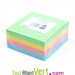 Pense-b�te repositionnable recycl� 4 couleurs pastels 75x75 mm bloc 400 feuilles